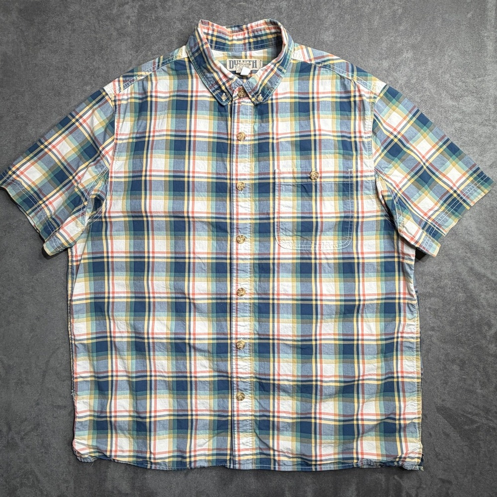 Duluth Trading Co Shirt Mens L Relaxed Fit Short Sleeve Plaid Button Down Shirt